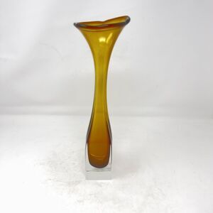 Bo Borgstrom Jack In The Pulpit Vase Swedish Glass Amber